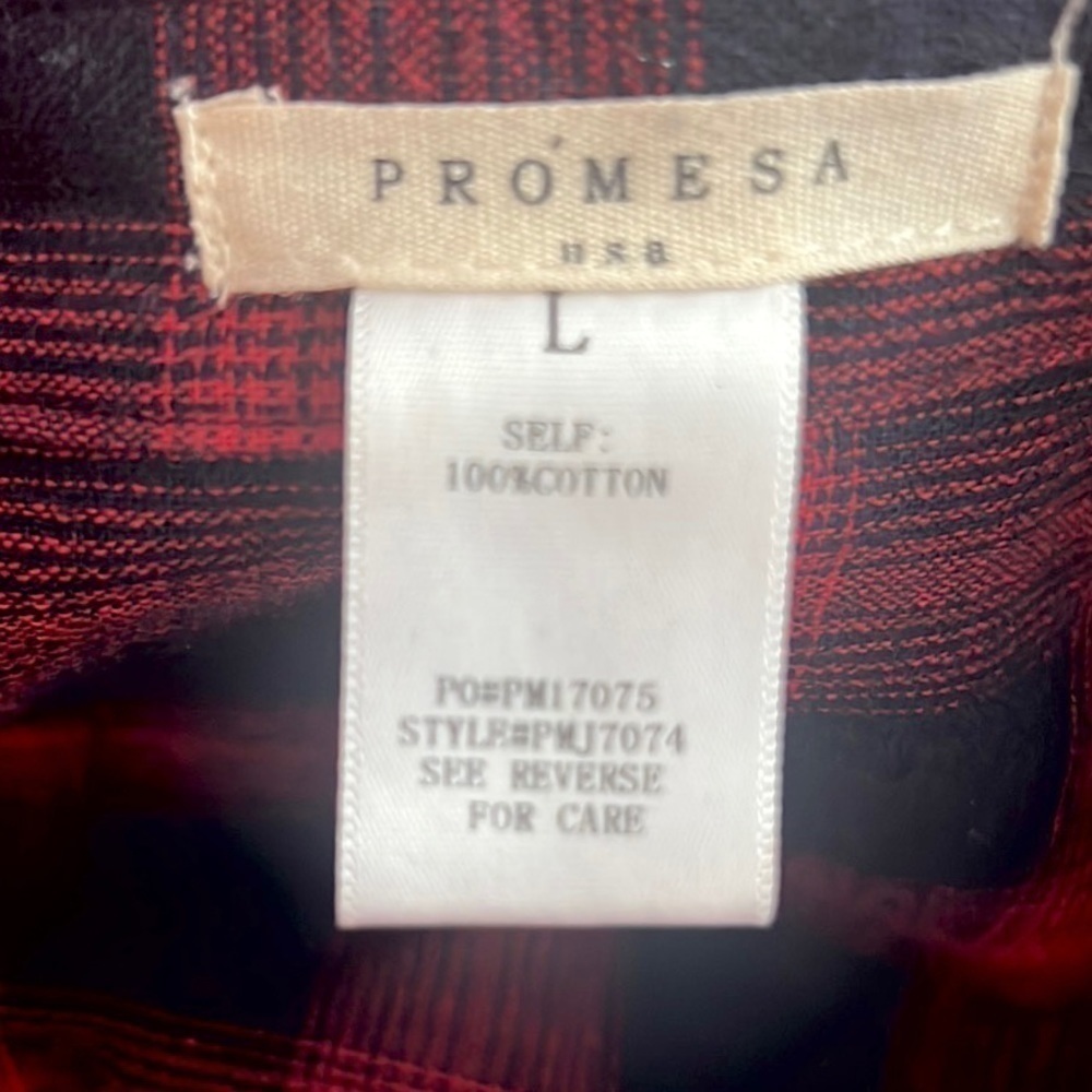 Promesa,Promenade,USA,Red Navy Plaid Cotton Button-Front Flare Midi Dress,Size L - Picture 7 of 14